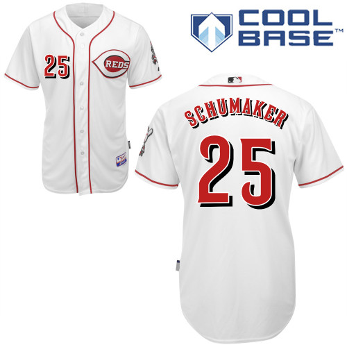 Skip Schumaker #25 MLB Jersey-Cincinnati Reds Men's Authentic Home White Cool Base Baseball Jersey